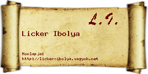 Licker Ibolya névjegykártya